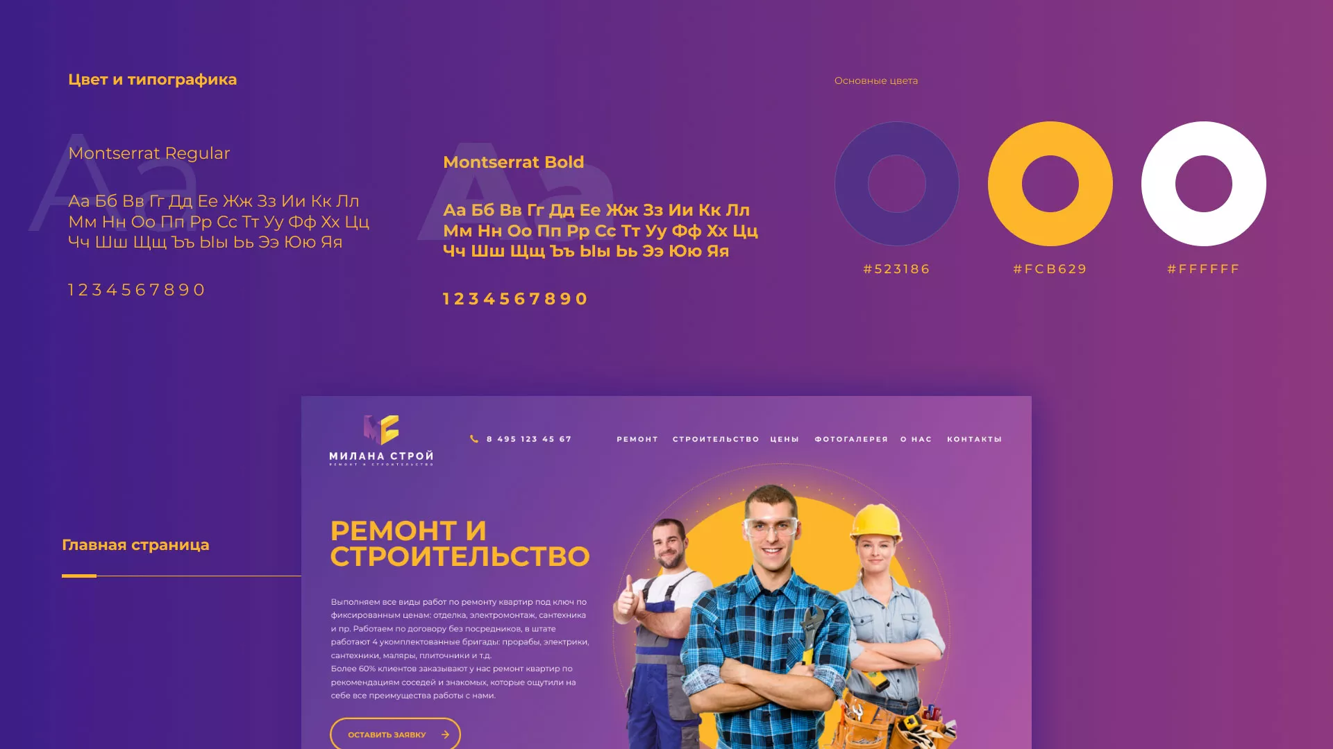 Разработка сайта строительной компании «Милана-Строй» в Омутнинске